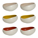 Lot De 6 Coupelles 14 Cm - Kyma - Lin Alpilles Et Jaune Argan Et Rouge Cade