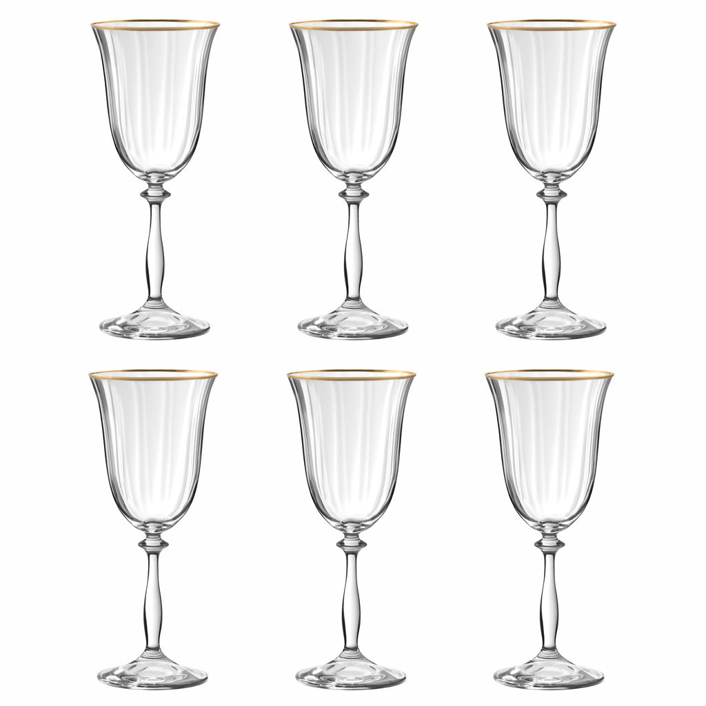 Altesse - Set of 6 Stemmed Glasses 35Cl - Crystalline - Translucent/Gold Rim