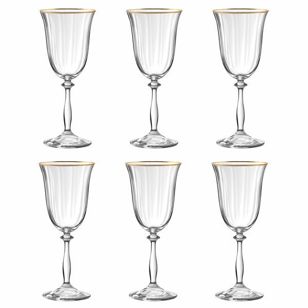 Altesse - Set of 6 Stemmed Glasses 35Cl - Crystalline - Translucent/Gold Rim
