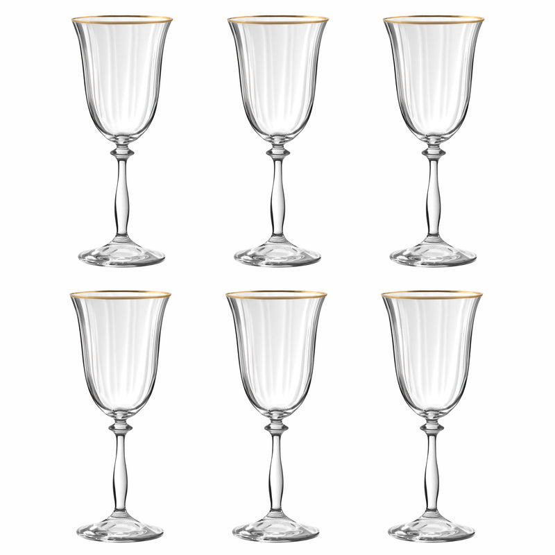 Lot De 6 Verres À Pied 35Cl - Altesse - Translucide Et Bordure Dorée