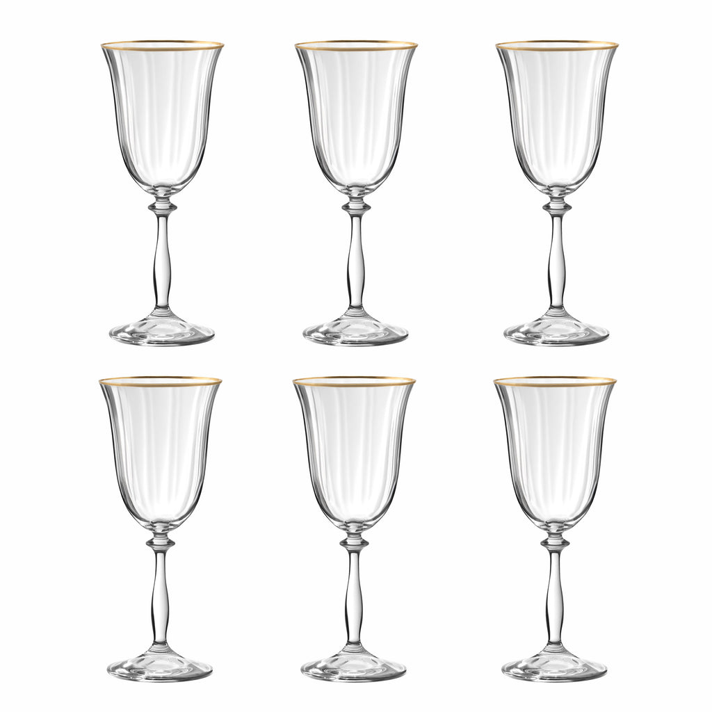 Altesse - Set of 6 Stemmed Glasses 25Cl - Crystalline - Translucent/Gold Rim