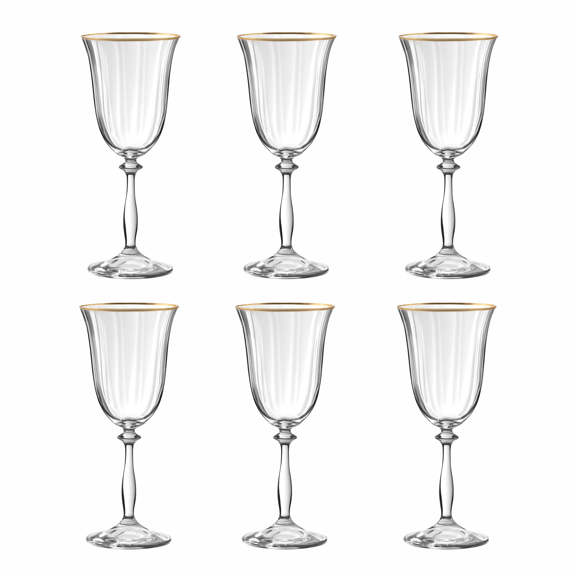 Altesse - Set of 6 Stemmed Glasses 25Cl - Crystalline - Translucent/Gold Rim