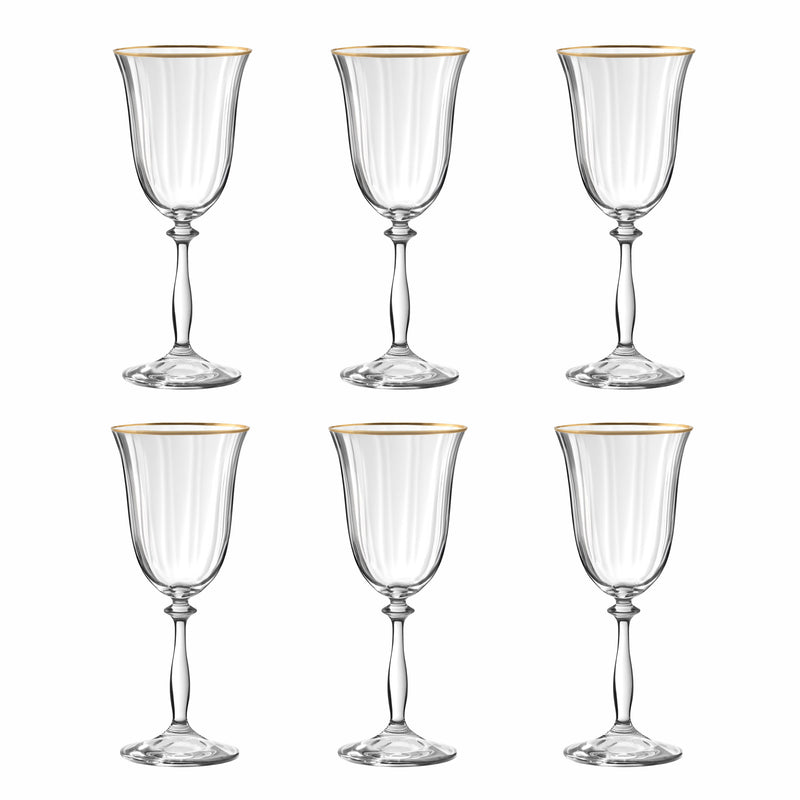 Lot De 6 Verres À Pied 25Cl - Altesse - Translucide Et Bordure Dorée