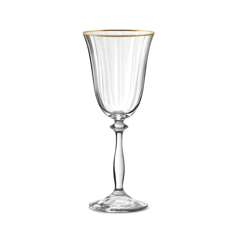 Lot De 6 Verres À Pied 25Cl - Altesse - Translucide Et Bordure Dorée