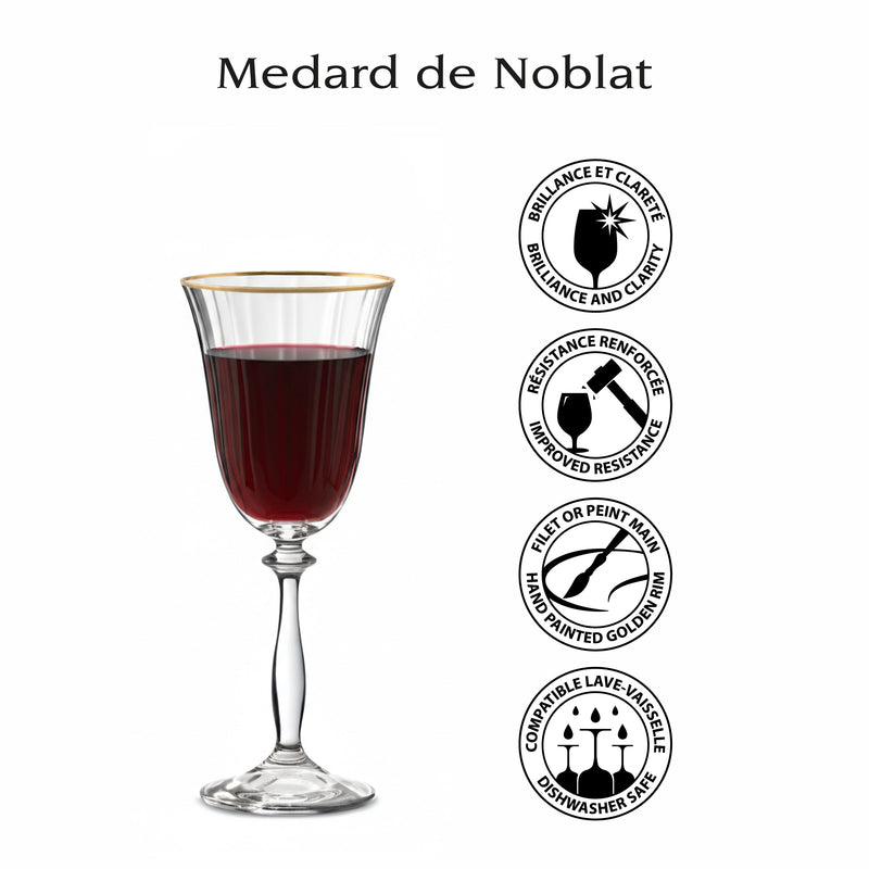 Lot De 6 Verres À Pied 25Cl - Altesse - Translucide Et Bordure Dorée