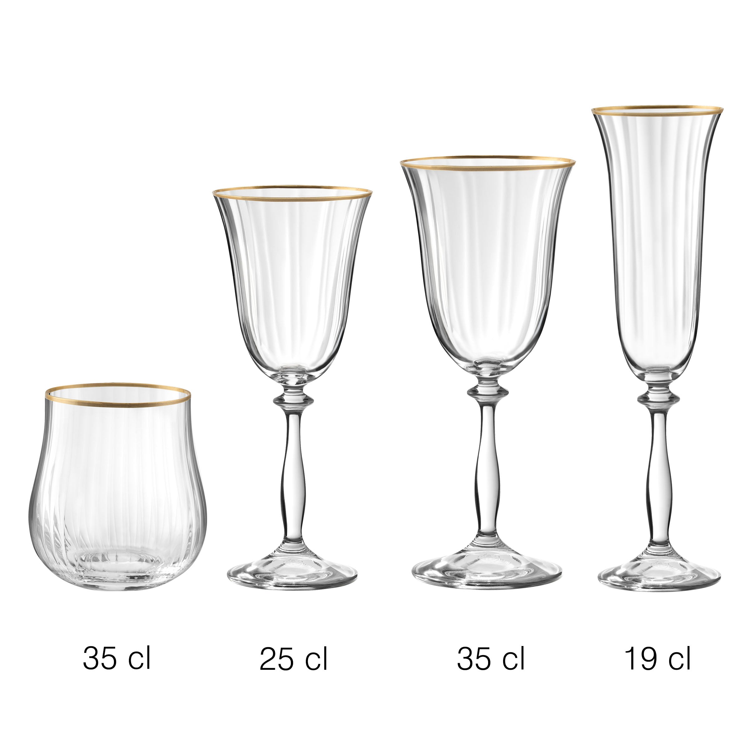 Altesse - Set of 6 Stemmed Glasses 25Cl - Crystalline - Translucent/Gold Rim
