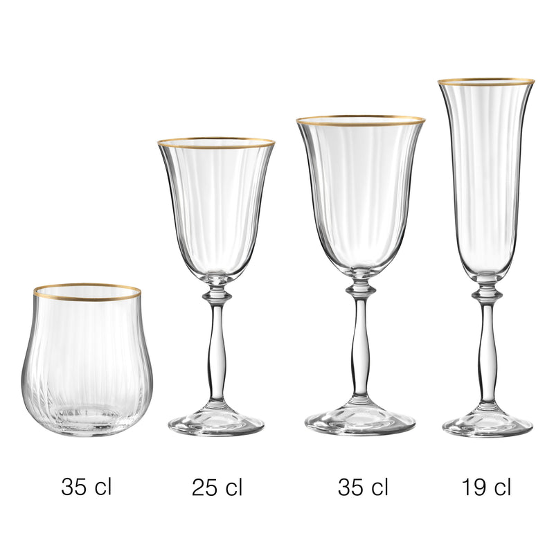 Lot De 6 Verres À Pied 25Cl - Altesse - Translucide Et Bordure Dorée