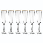 Altesse - Set of 6 19Cl Champagne Flutes - Crystalline - Translucent/Golden Rim