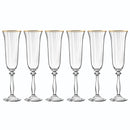 Lot De 6 Flûtes À Champagne 19Cl - Altesse - Translucide Et Bordure Dorée