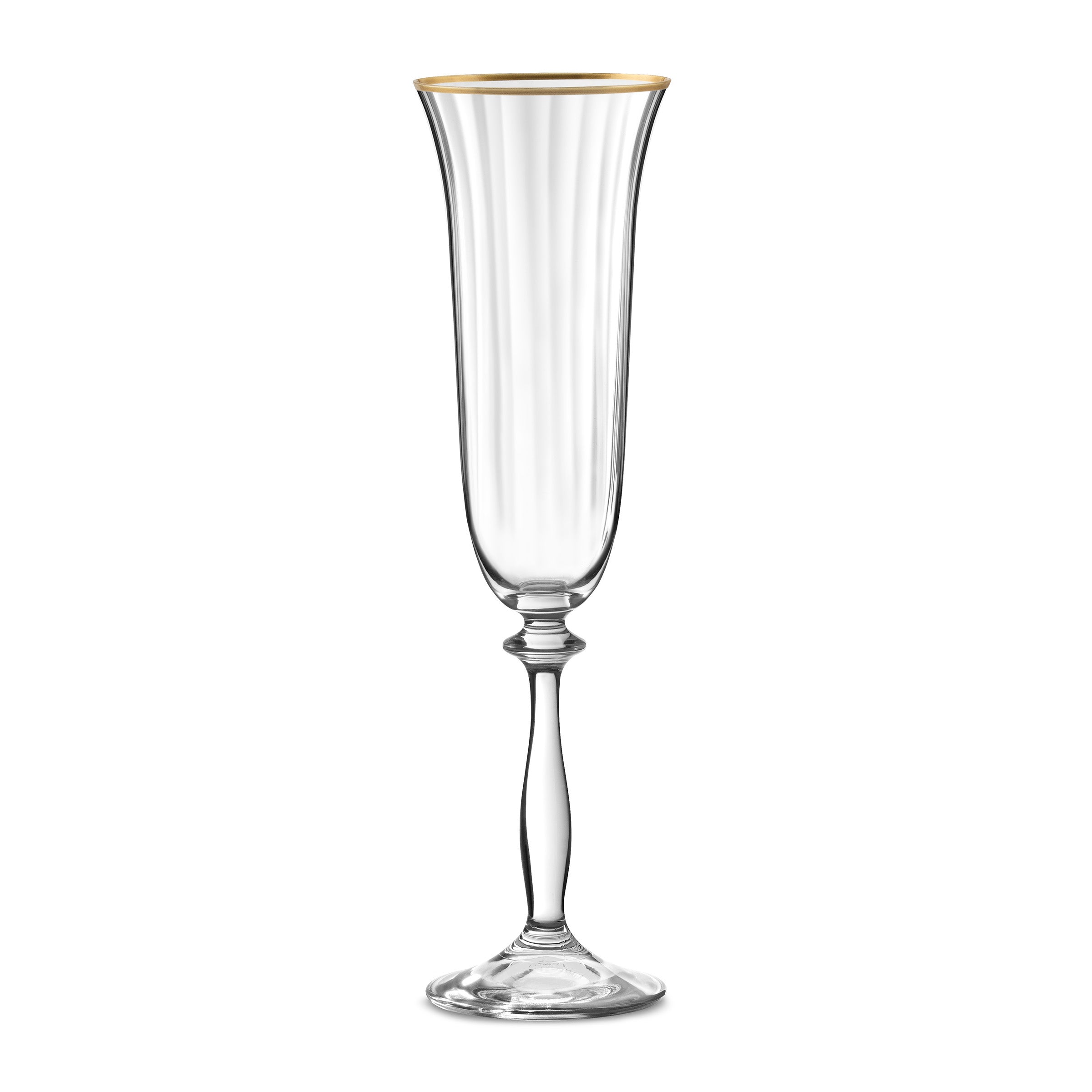 Altesse - Set of 6 19Cl Champagne Flutes - Crystalline - Translucent/Golden Rim