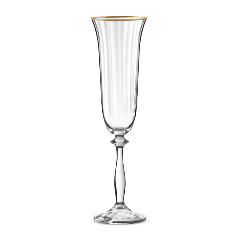 Lot De 6 Flûtes À Champagne 19Cl - Altesse - Translucide Et Bordure Dorée