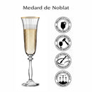 Lot De 6 Flûtes À Champagne 19Cl - Altesse - Translucide Et Bordure Dorée