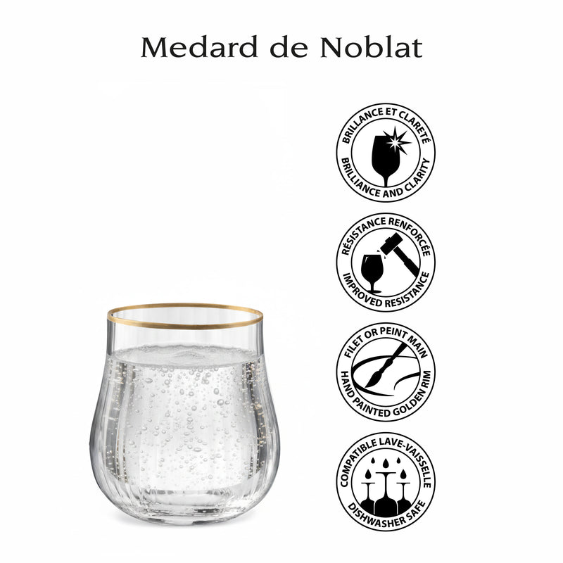Lot De 6 Gobelets 35Cl - Altesse - Translucide Et Bordure Dorée
