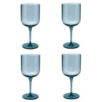 Eyden - Juego de 4 vasos de pie 35 cl - Vidrio soplado - Azul