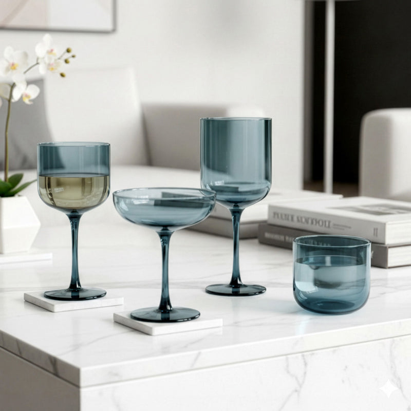 Lot De 4 Verres À Pied 35 Cl - Eyden - Bleu