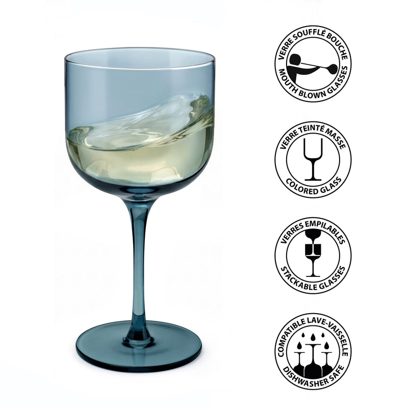 Lot De 4 Verres À Pied 26 Cl - Eyden - Bleu