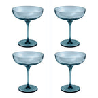 Eyden - Lot De 4 Coupes À Champagne 17 Cl - Verre Soufflé Bouche - Bleu
