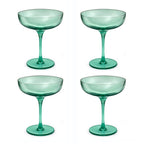 Eyden - Set of 4 Champagne Glasses 17 Cl - Mouth Blown Glass - Green