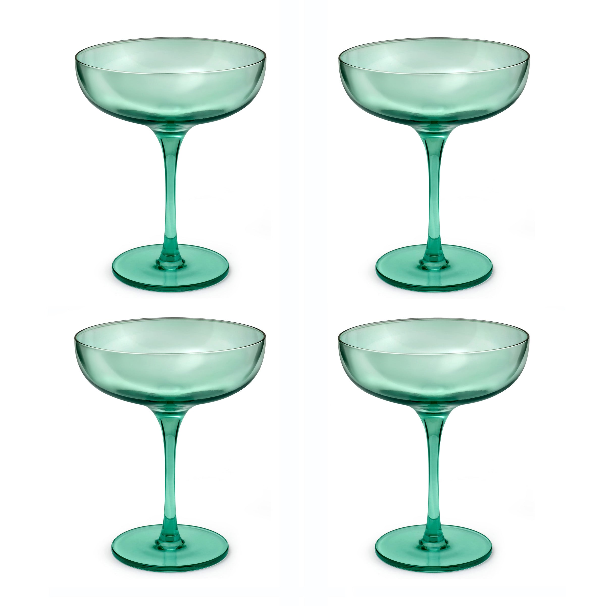 Eyden - Set of 4 Champagne Glasses 17 Cl - Mouth Blown Glass - Green