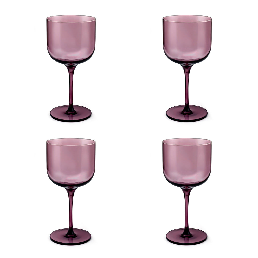 Eyden - Lot De 4 Verres À Pied 26 Cl - Verre Soufflé Bouche - Rose
