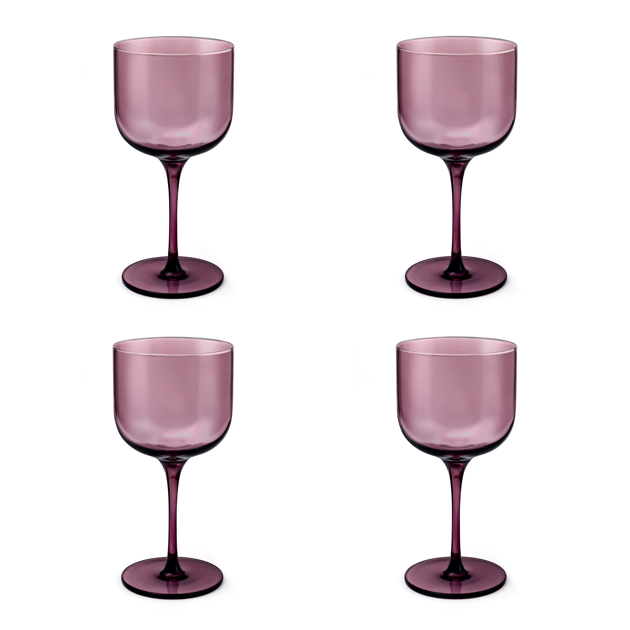 Eyden - Lot De 4 Verres À Pied 26 Cl - Verre Soufflé Bouche - Rose