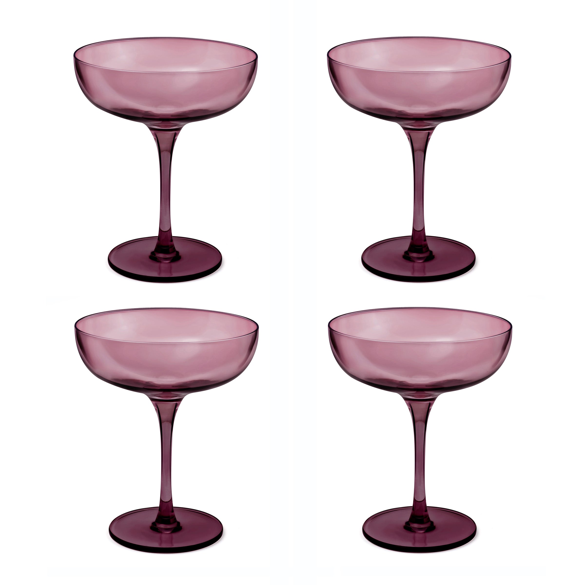 Eyden - Set of 4 Champagne Glasses 17 Cl - Mouth Blown Glass - Pink