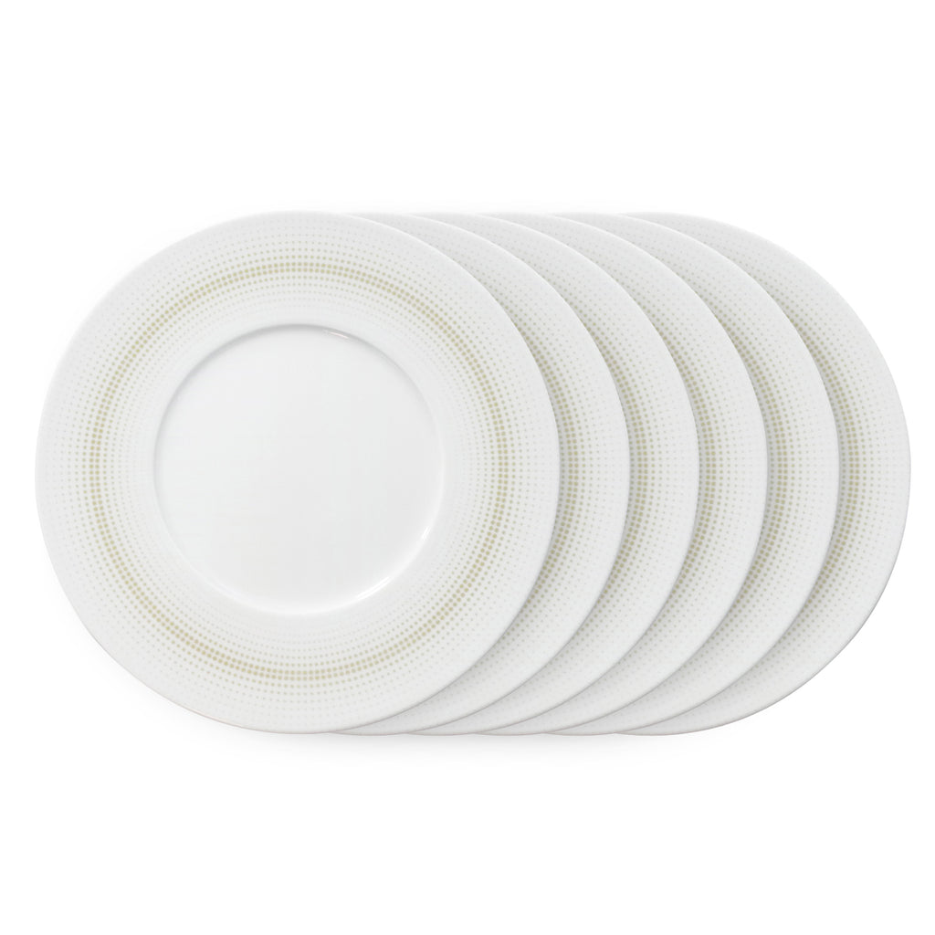 Mosaic - 6 Assiettes Dessert - Porcelaine - Blanc/Doré