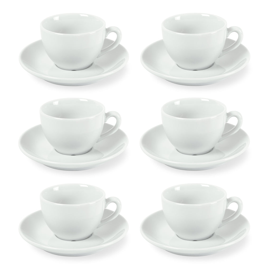 Como - 6 Tazas y Platillos de Café - Porcelana - Blanco