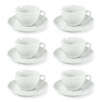 Como - 6 Tazas y Platillos de Café - Porcelana - Blanco