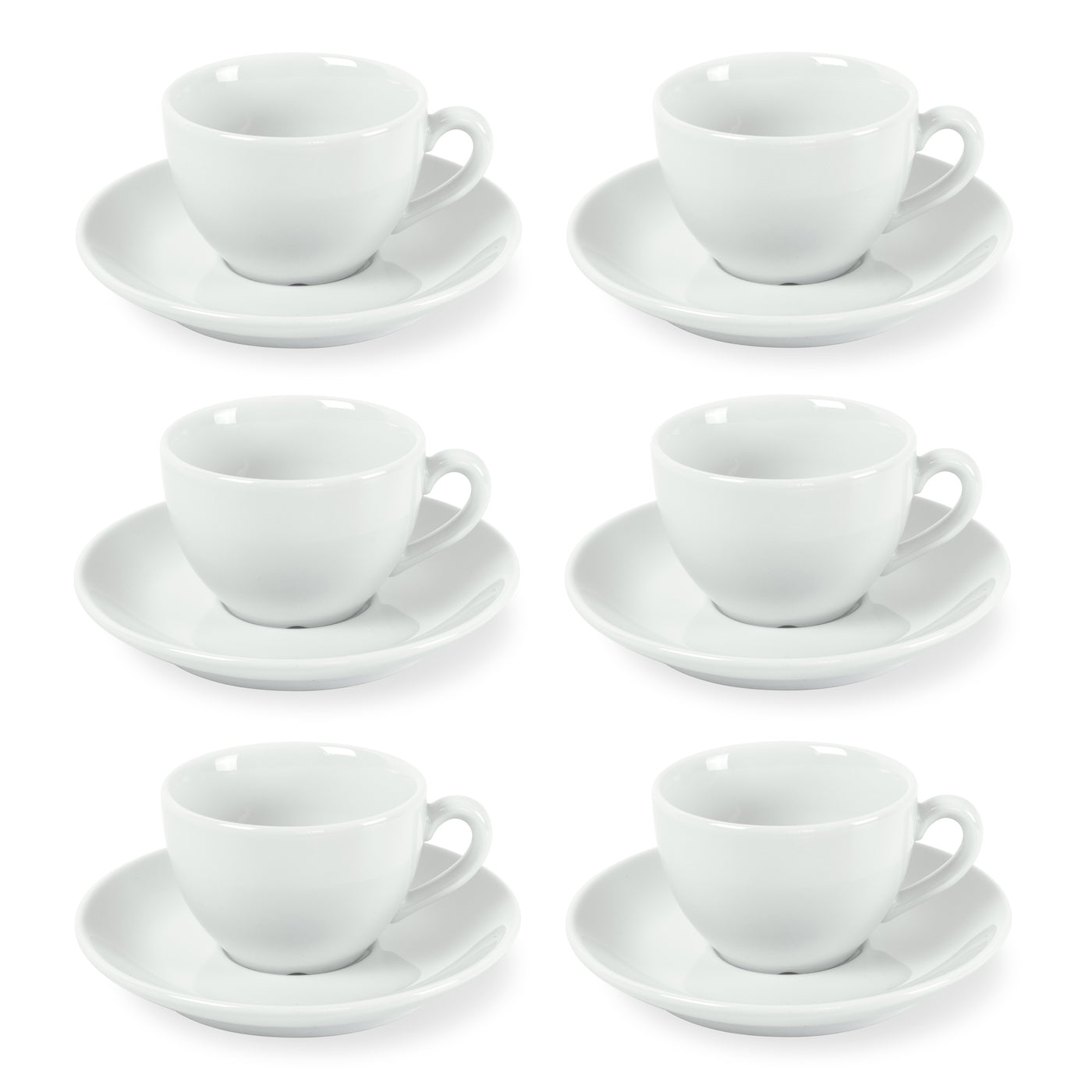 Como - 6 Tazas y Platillos de Café - Porcelana - Blanco