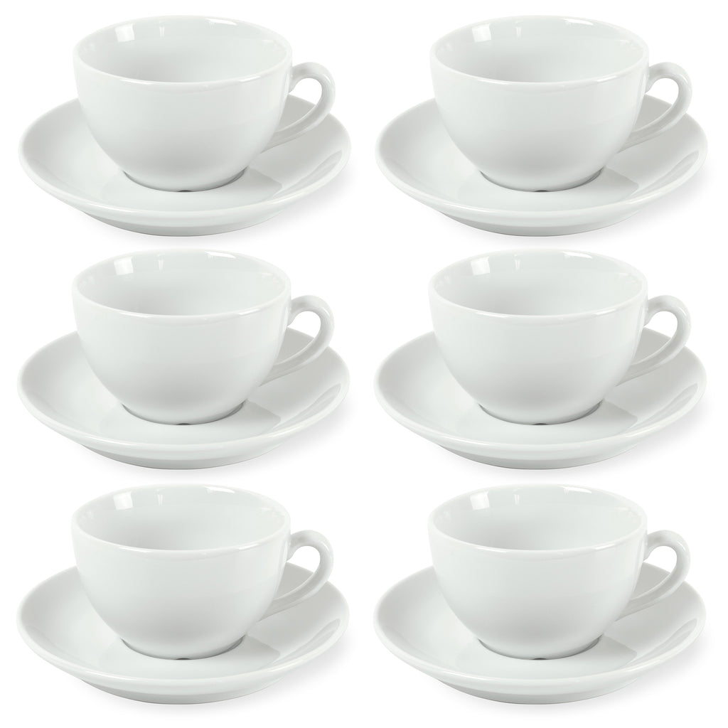 Como - 6 Tazas De Té Y Platillos - Porcelana - Blanco