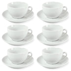Como - 6 Tazas De Té Y Platillos - Porcelana - Blanco