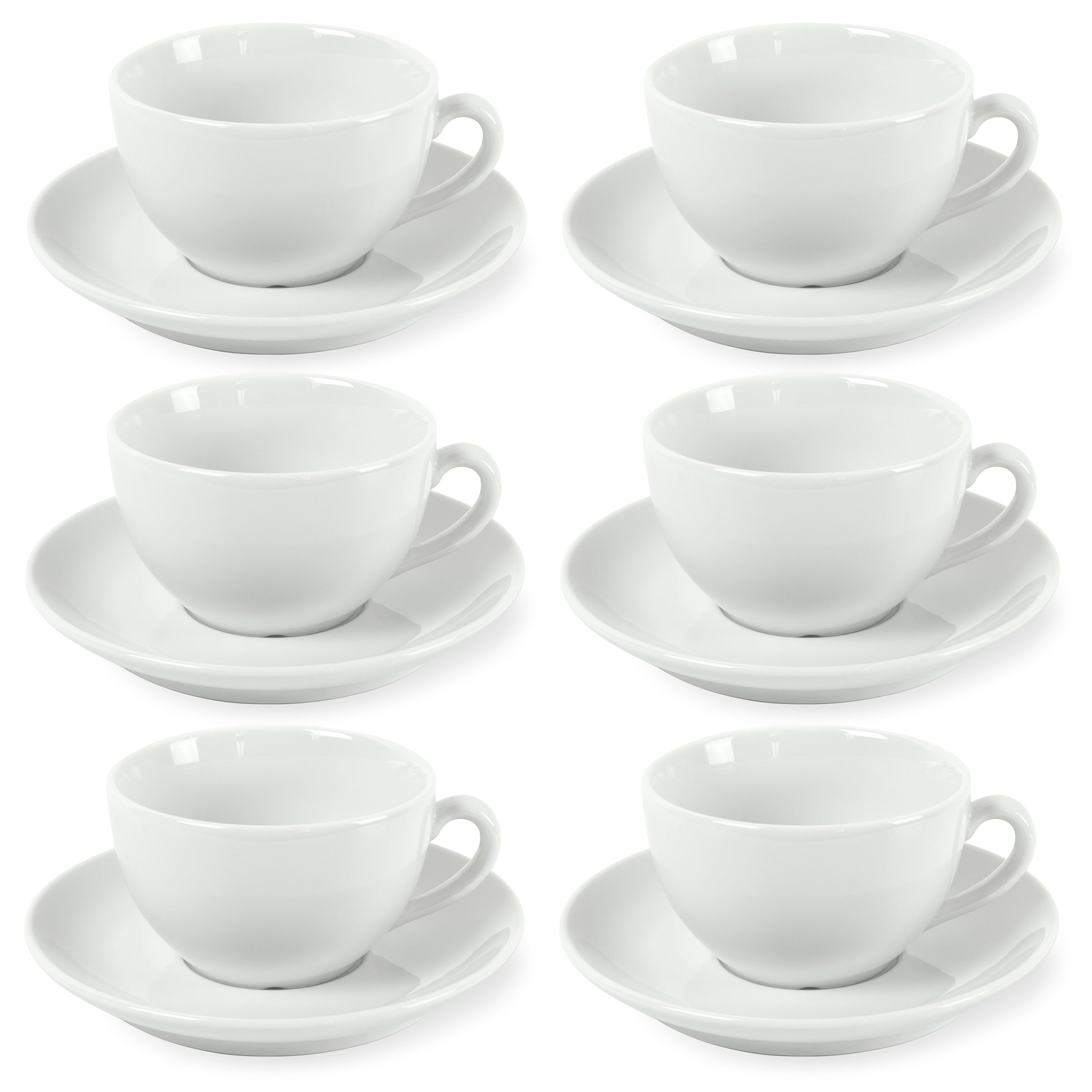 Como - 6 Tazas De Té Y Platillos - Porcelana - Blanco