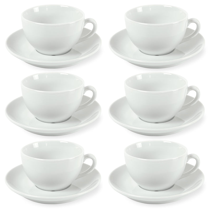 6 Tea Cups And Saucers - Como - White