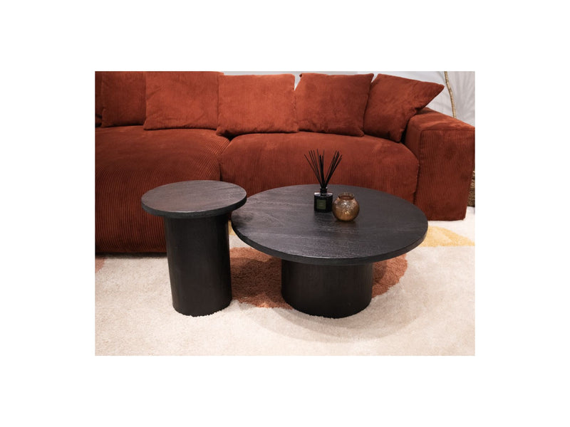 Ensemble De 2 Tables Basses - Bois Massif De Manguier Noir - Gigi