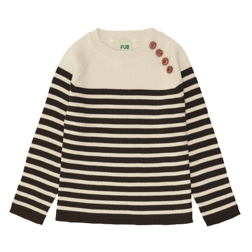 Jersey de rayas de algodón orgánico color chocolate/crudo, etiqueta GOTS - Selección FUB en amaetc.com, concept store ecológico para niños