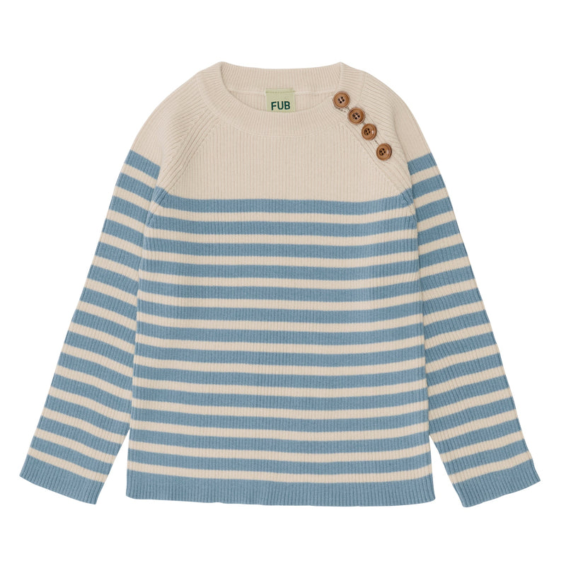 Jersey de rayas de algodón orgánico azul nublado/crudo marca GOTS - Selección FUB en amaetc.com, concept store ecológico para niños