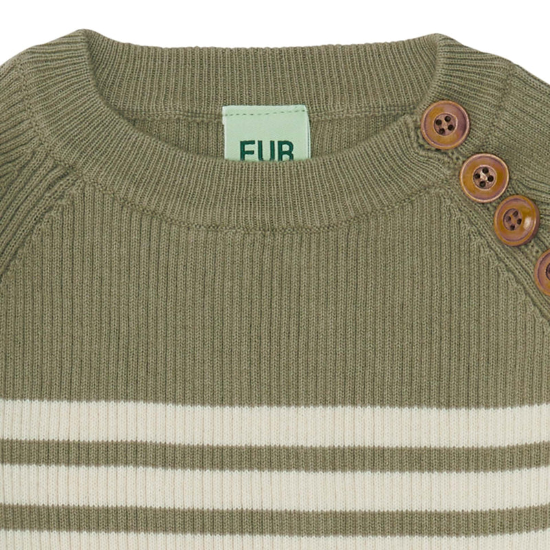 Jersey de rayas de algodón orgánico salvia/crudo marca GOTS - Selección FUB en amaetc.com, concept store ecológico para niños