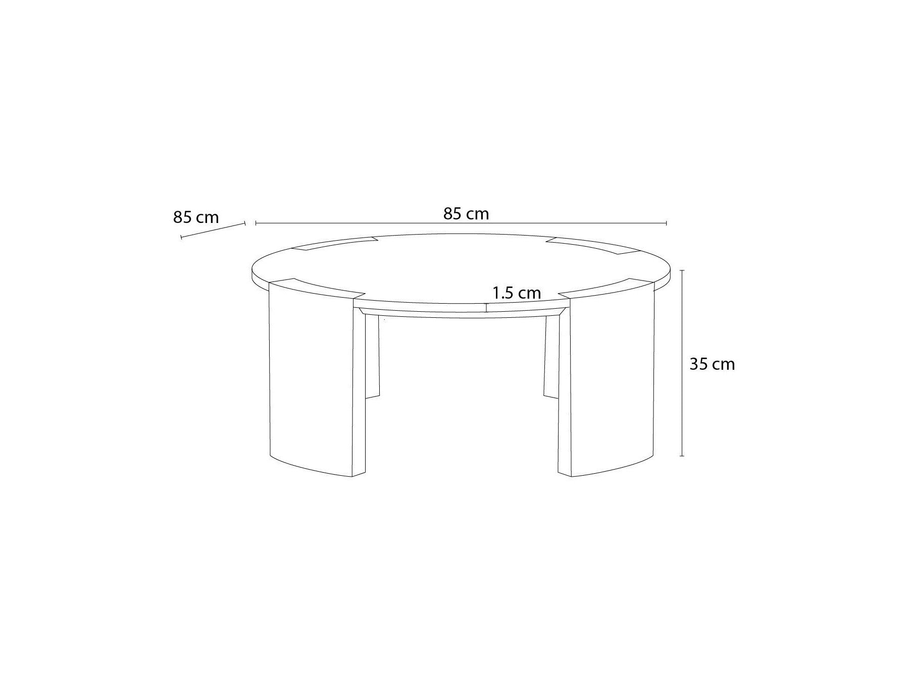 Mesa de centro redonda - Tablero de travertino y patas de madera maciza de acacia - Torvi