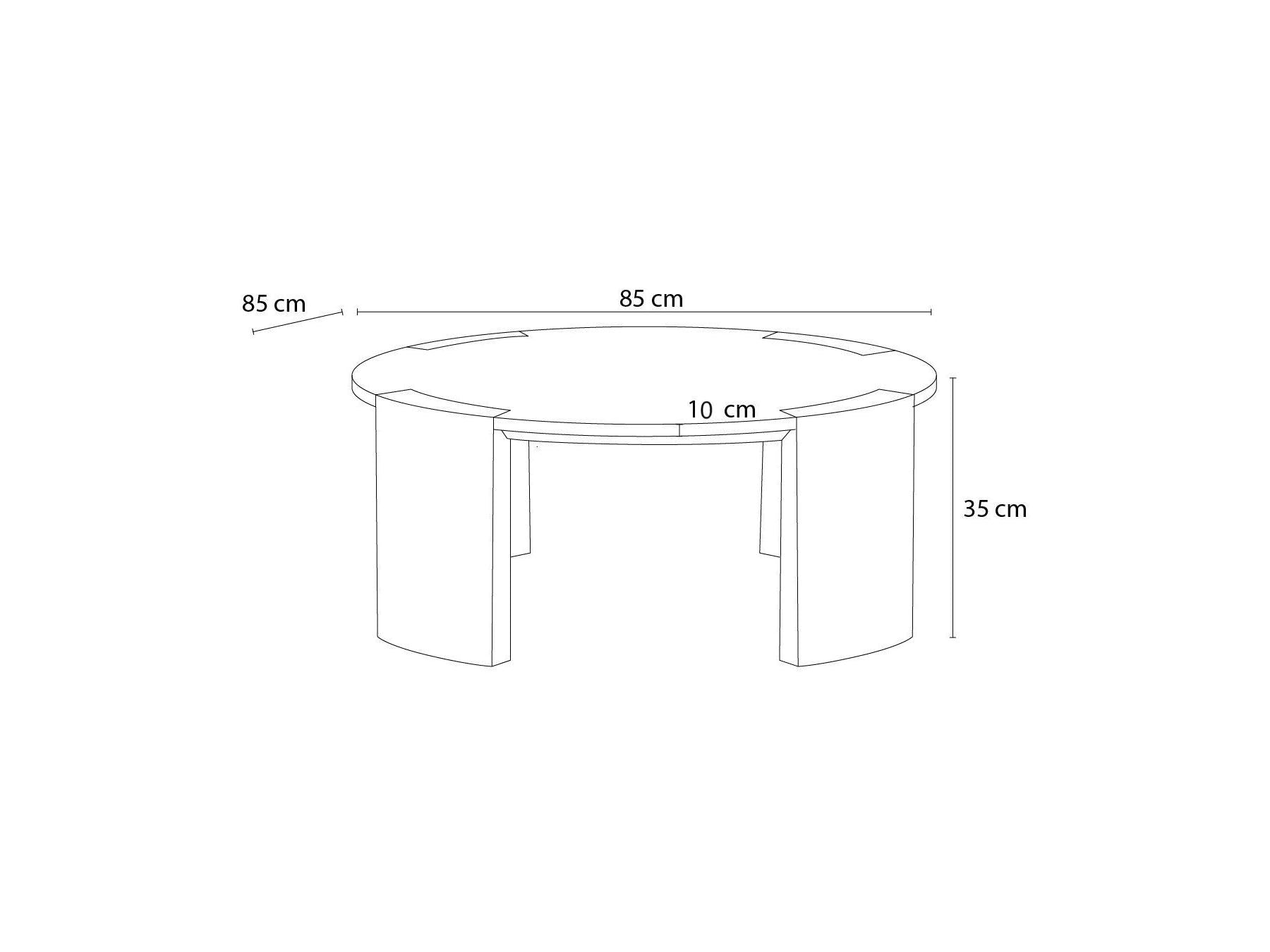 Mesa de centro redonda - Torvi - Tablero de mármol y patas de madera maciza de mango claro