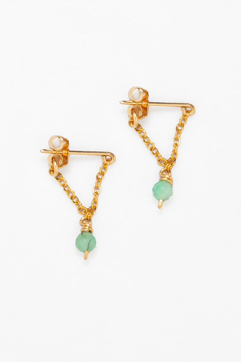 Anna Threader Chain Earrings - Emerald