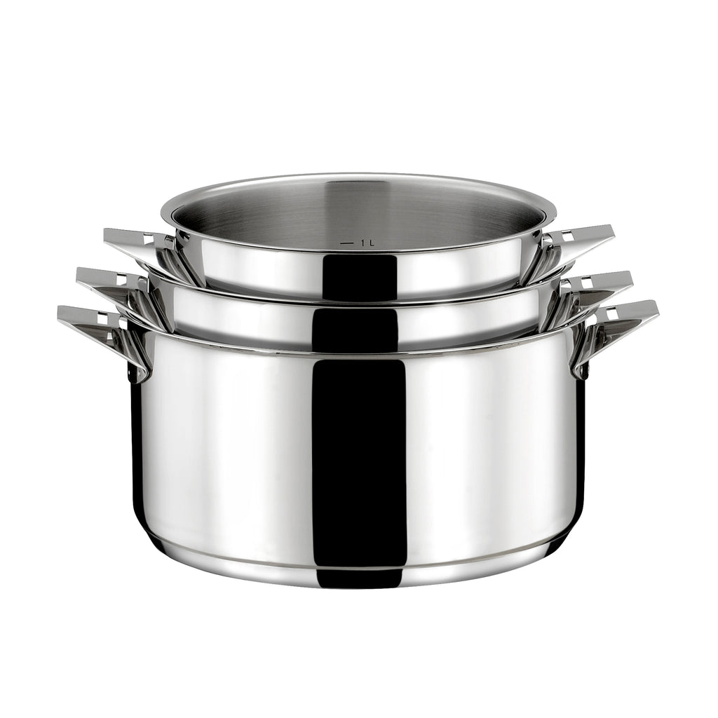 Eclipse - 5-Piece Set - 16/18/20cm Saucepans + 24cm Stainless Steel Pan & Handle