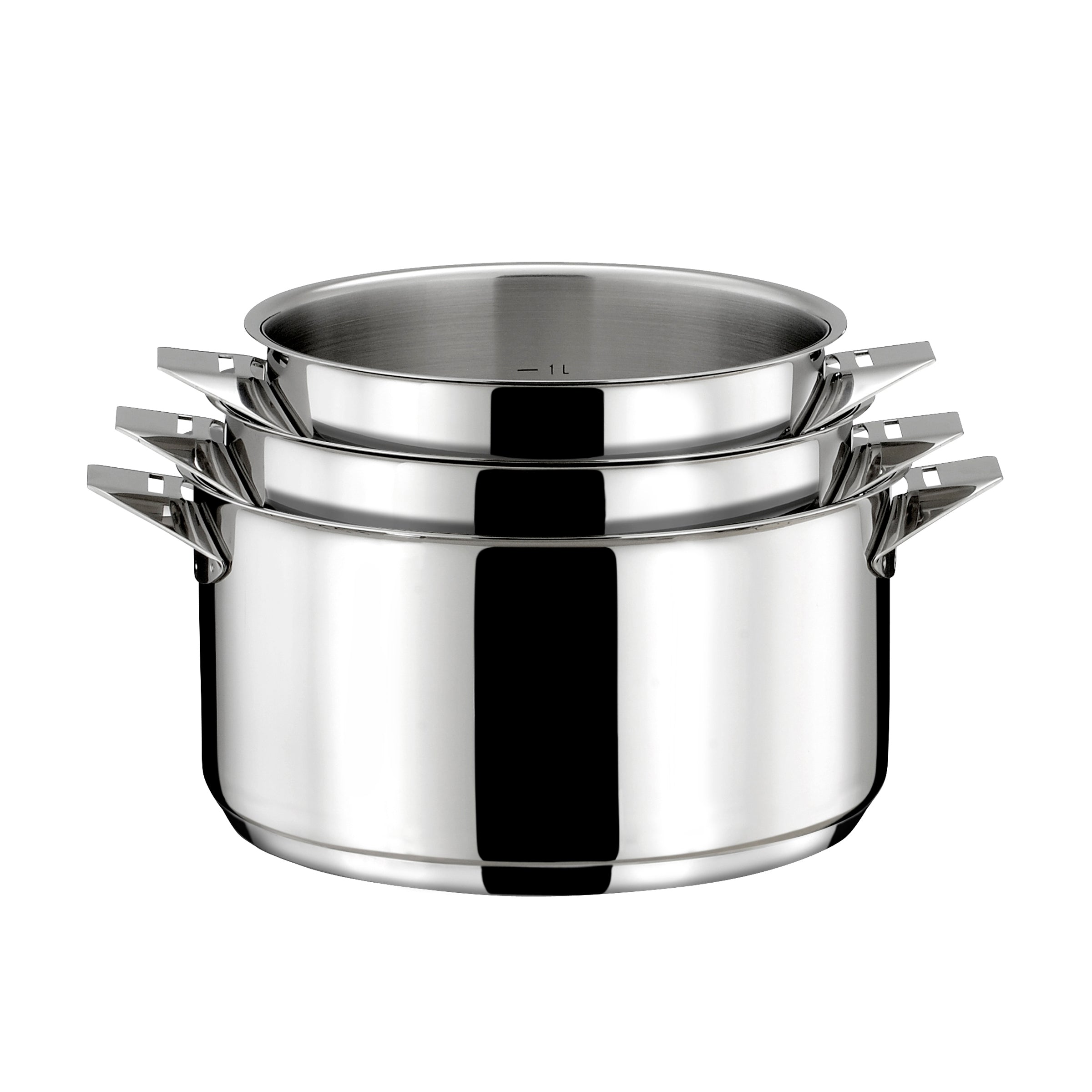 Eclipse - 5-Piece Set - 16/18/20cm Saucepans + 24cm Stainless Steel Pan & Handle