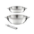 Eclipse - 1 Wok 28cm + 1 Frying Pan 24cm + 1 Removable Handle - Stainless Steel