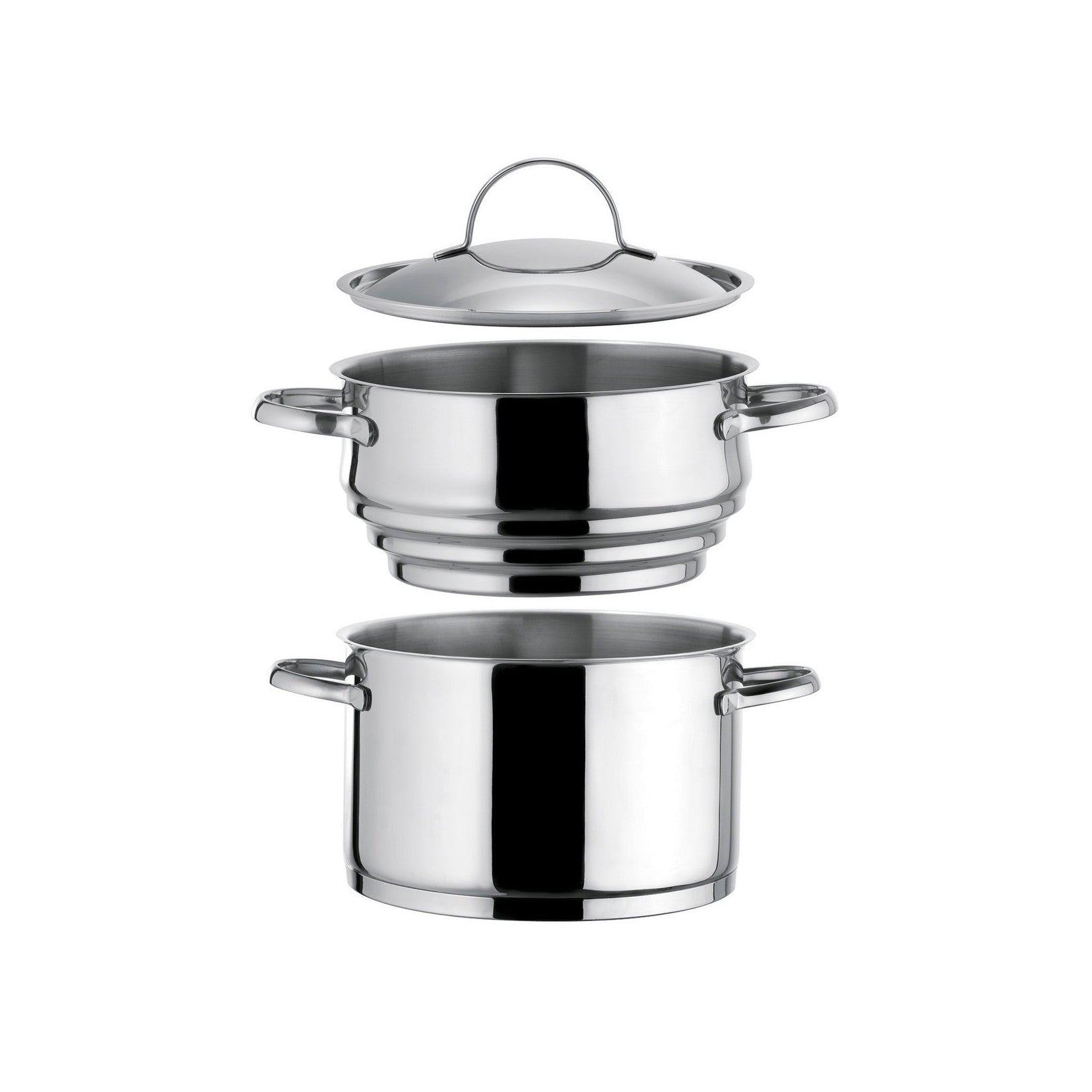 Elysée - 1 Faitout Inox 24cm + Couvercle + 1 Cuit Vapeur Universel