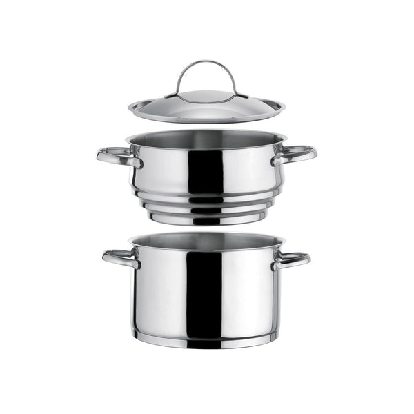 Elysée - 1 Faitout Inox 24cm + Couvercle + 1 Cuit Vapeur Universel
