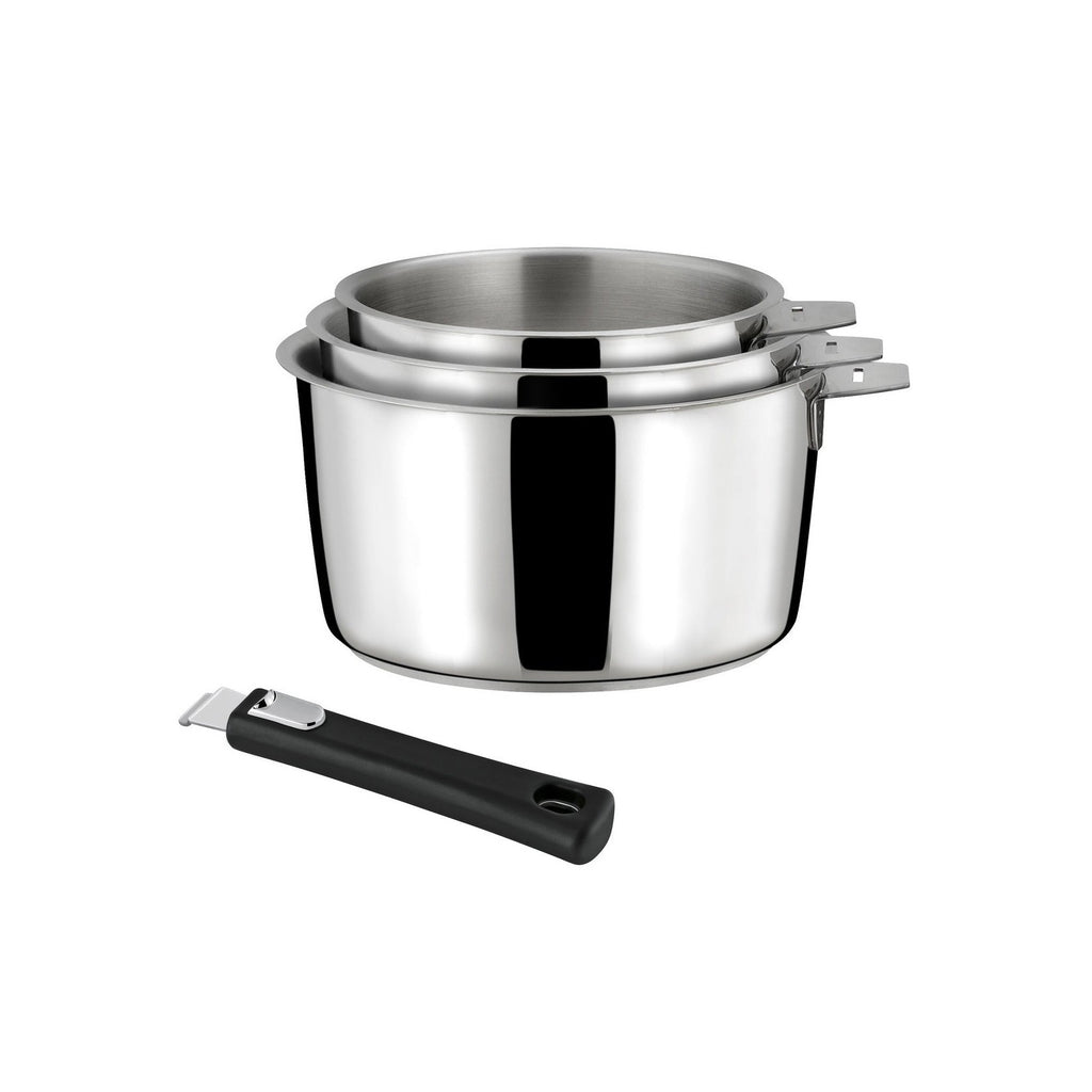 Malice - Série De 3 Casseroles Avec Poignée Noire - 16/18/20cm - Inox