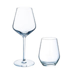 Diamantis - Juego de 8 Copas de Pie de 29 Cl y 8 Copas Altas de 40 Cl - Cristallin Expert - Translúcido