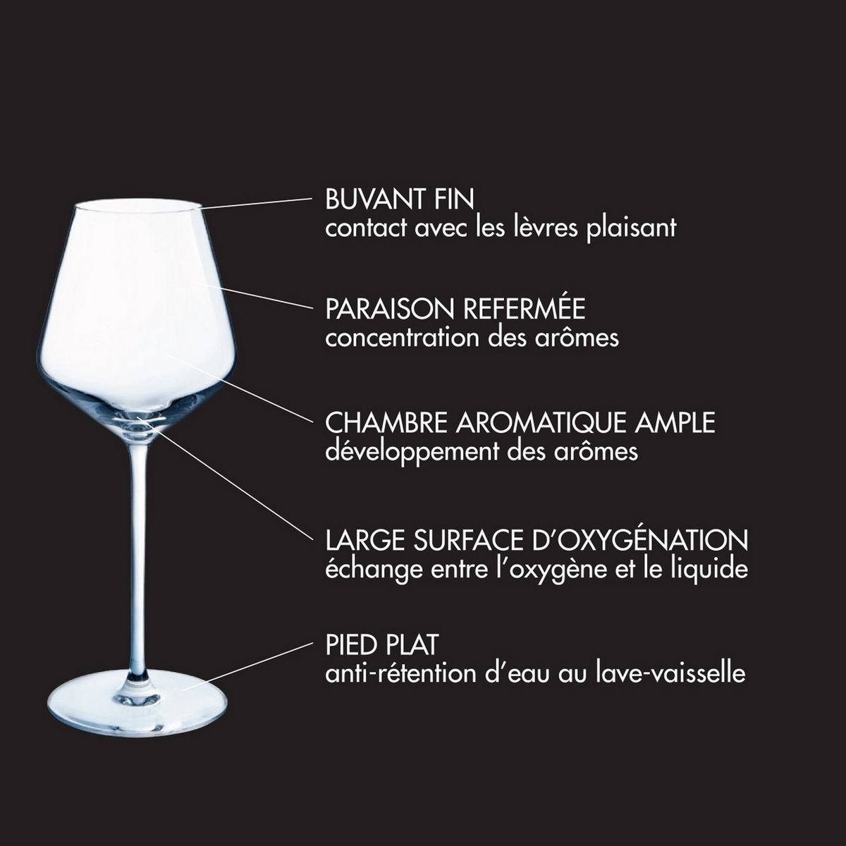 Diamantis - Juego de 8 Copas de Pie de 29 Cl y 8 Copas Altas de 40 Cl - Cristallin Expert - Translúcido