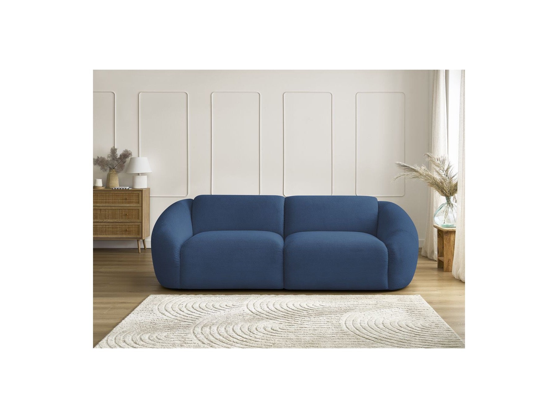 Fixed Straight 3-Seater Sofa - Tina - Corduroy